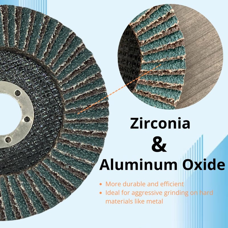 GRINDER WA 10PACK- 4 1/2" x 7/8" inch 80# Industrial Grade Heavy Duty Premium Zirconia/Alumina Jumbo Flap Disc Grinding Sanding Wheel for Angle Grinder with Aggresive Cut, Type 27 (Grit 80) - Image 5